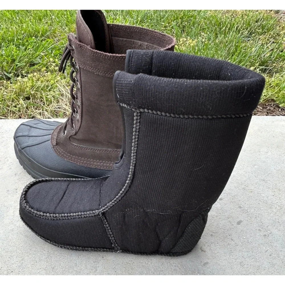 Totes Men's Boots Size 9 Medium brown Leather Insulated Winter Duck Snowking